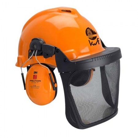 3M Peltor KWF Forsthelm-Kombination Schutzhelm, Visier, Gehörschutzkapseln orange